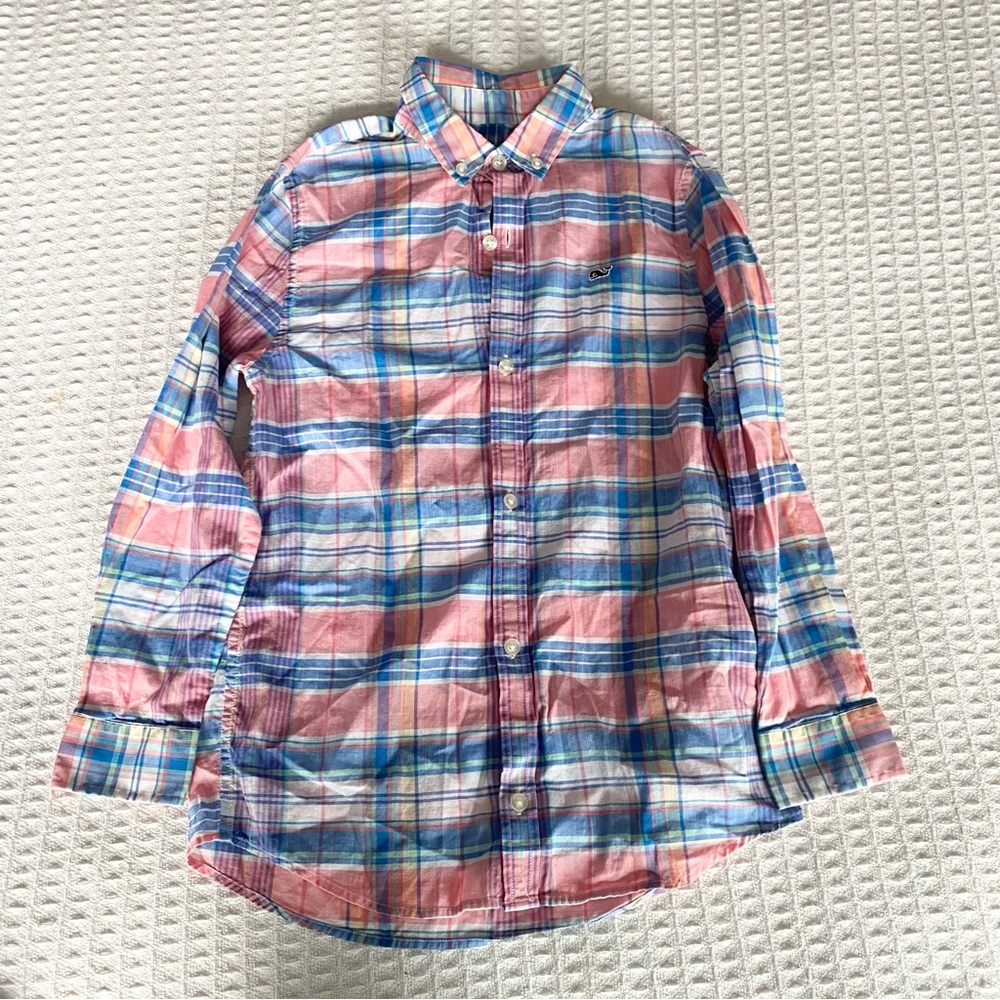 Vineyard Vines Pink and Blue smith point Plaid Button Down Shirt size Small